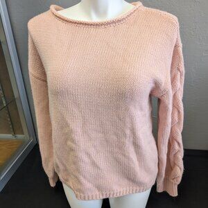 Lauren Conrad Pink Chunky Knit Crew Neck Acrylic Sweater Women's Large
